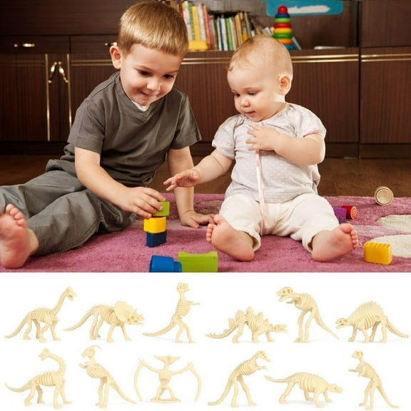 JZCHUNTOY 12 - Piece Miniature Realistic Dinosaur Fossil Set - KZ Mini Dinosaur Fossil Models - Ideal Desktop & Sand Table Decor