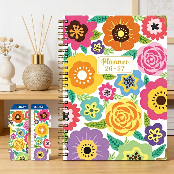 JZCHUNTOY 2026 English Spiral Notebook 1 Piece, A5 Size Daily Planner Agenda from July 2026 to June 2027, Thick Paper Smooth Writing Journal Notebook, for Work Diary Study Note and Travel Planning