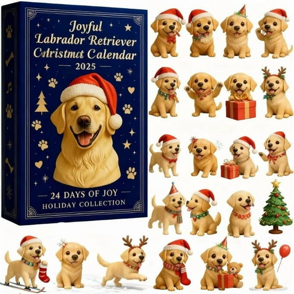 JZCHUNTOY 24 Days Happy Time Labrador Dog Advent Calendar, Lovely Labrador Themed Christmas Countdown Calendar, Fun Holiday Surprise Gift, 1PC for Dog Lovers Home Office Desk Christmas Decor