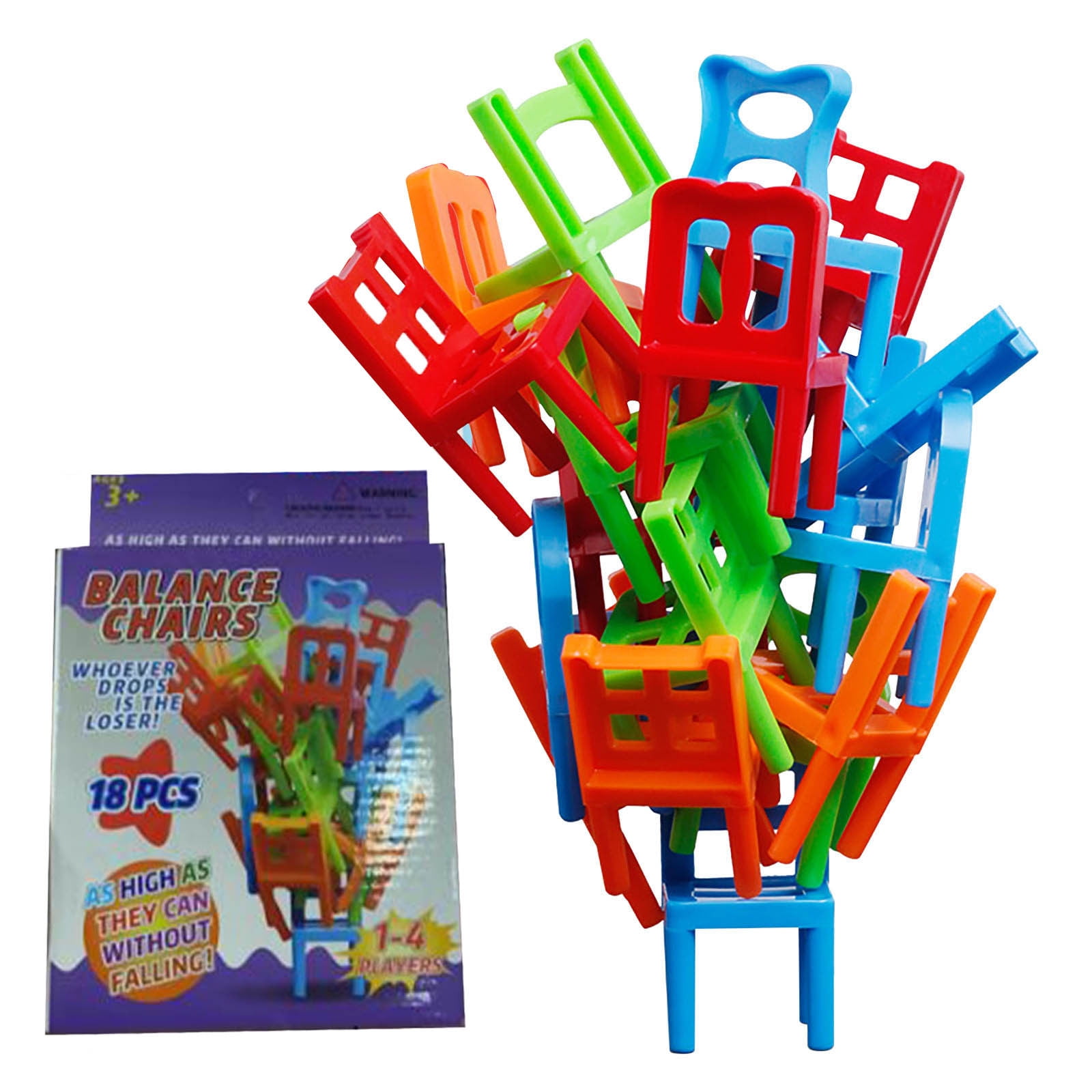 JZCHUNTOY 24-Piece Multicoloured Chair DIY Stacking Game  Colorful Tower Table Game Toy for Kids Educational Play & Christmas Family Fun 5 Key Selling Points: