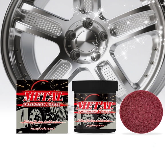 JZCHUNTOY 3.53oz Metal Polishing Paste with 1Pc Sponge Pad, Heavy Duty Rust Stain Remover, High Efficiency Tarnish Eliminator, Multi-Purpose Kit for Stainless Steel Silver Copper Metal Surfaces