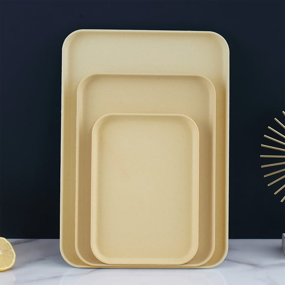 JZCHUNTOY 3 Pcs Rectangular Plastic Serving Trays, Large Medium Small Stackable Non-Slip Food Safe Trays, Easy Clean for Kitchen Dining Bathroom, Food Storage Sundries Organizer