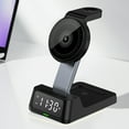 thumbnail image 1 of JZCHUNTOY 4 in 1 15W Wireless Charger with Alarm Clock, Multifunctional Smart Desktop Charging Station, Fast Charging Dock for Mobile Phones, Wireless Earphones, with Charging Cable, 1 of 9