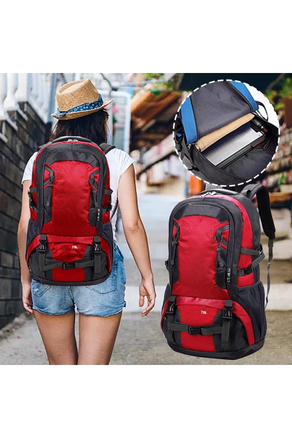 40L Hiking Backpack with Rain Cover, 2 Pack Water Resistant Large Capacity Outdoor Backpack with Breathable Straps Multiple Compartments for Camping Trekking Travel