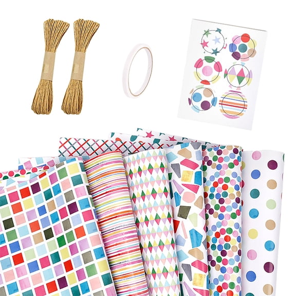 JZCHUNTOY 6 Pieces Gift Wrapping Paper, 1.64 x 2.3 Feet Thick Party Packaging Sheets, Cute Pattern Fade-resistant Tear-proof Decorative Paper for Birthday Wedding Holiday Packing