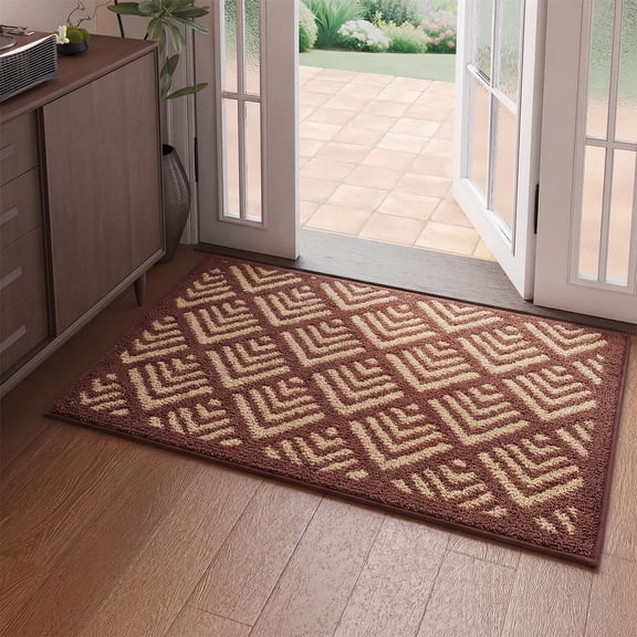 JZCHUNTOY Bathroom Non Slip Floor Mat, 1 Piece 1.3 x 2 ft Absorbent Bath Rug, Soft Quick Dry Anti Skid Door Mat, Machine Washable Low Profile Floor Carpet for Shower Room, Bathroom, Entryway