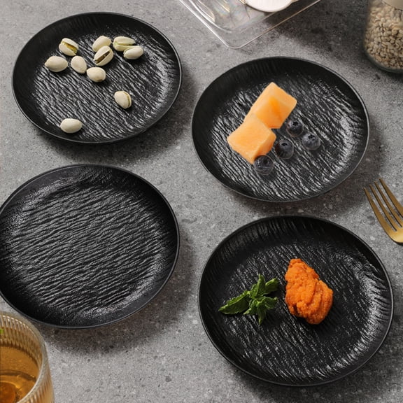JZCHUNTOY Bone Dish, 4 Pieces Small Round Food Residue Plate, Lightweight Shatter-Proof Snack Fruit Serving Tray, for Dining Table, Kitchen, Party, Restaurant Use