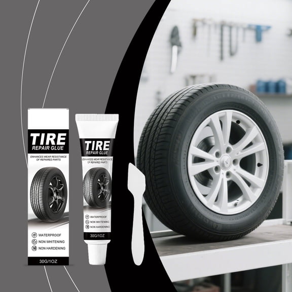 JZCHUNTOY Car Tire Repair Gel Kit, Includes 1 Piece Care Gel and 1 Piece Scraper 1 oz, Tire Crack Repair Sealant Waterproof Leak Prevention for Automotive Tires to Extend Tire Life