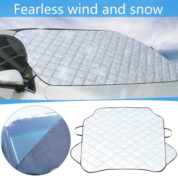 JZCHUNTOY Car Windshield Snow Cover 1 Piece, Small Size Aluminum Film Sun Shade Protector, Universal Fit Waterproof Frost Ice Guard, All Season Weatherproof Cover for Cars SUVs Trucks Outdoor Parking