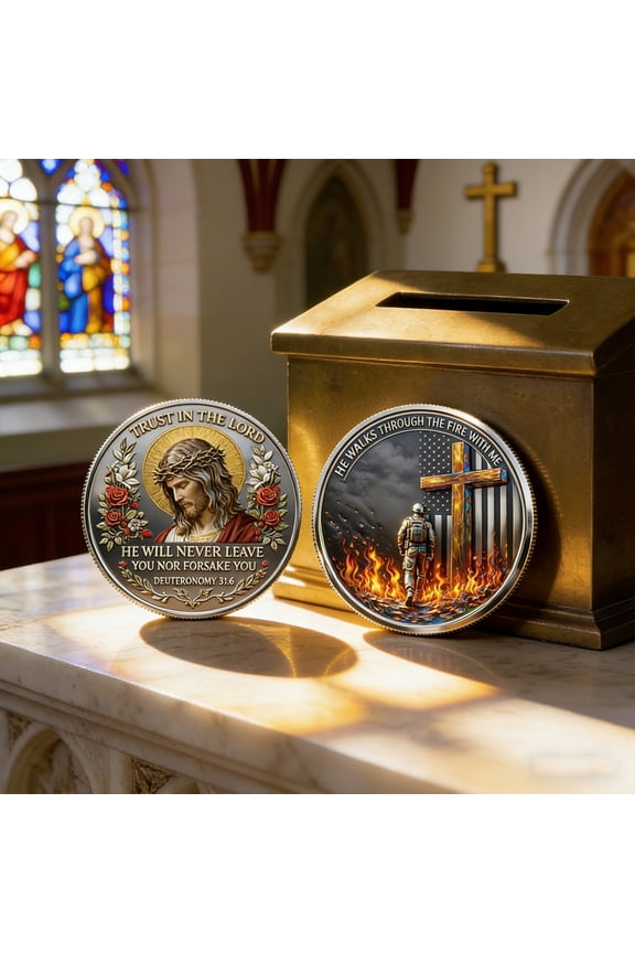 Christian Faith Commemorative Challenge Coin 1 Piece, Inspirational Religious Token Keepsake for Collection Gift and Faith-Based Motivation