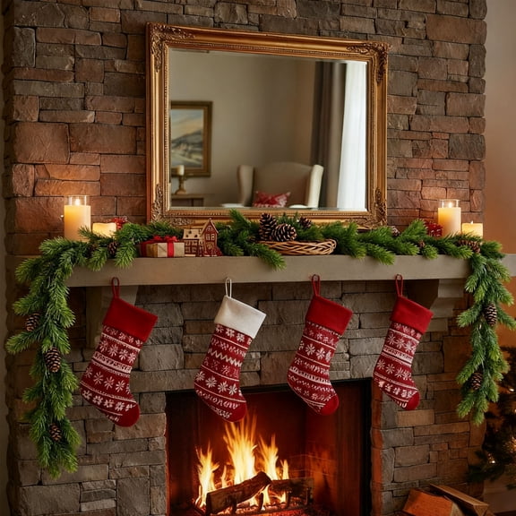 JZCHUNTOY Christmas Garland 1 Piece, Artificial Greenery Festive Hanging Ornament, Realistic Lifelike Pine Leaf Door Decor, for Front Door Wall Window Staircase Fireplace Holiday Party Decoration
