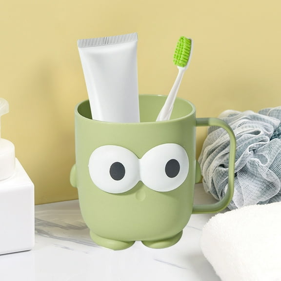 JZCHUNTOY Cute Big Eye Pattern Washing Cup, 1 Piece Food-Grade Plastic Toothbrush Holder, Non-Slip Drop Resistant Mouthwash Cup, Fun Design Bathroom Cup for Bathroom Vanity, Travel and Oral Care