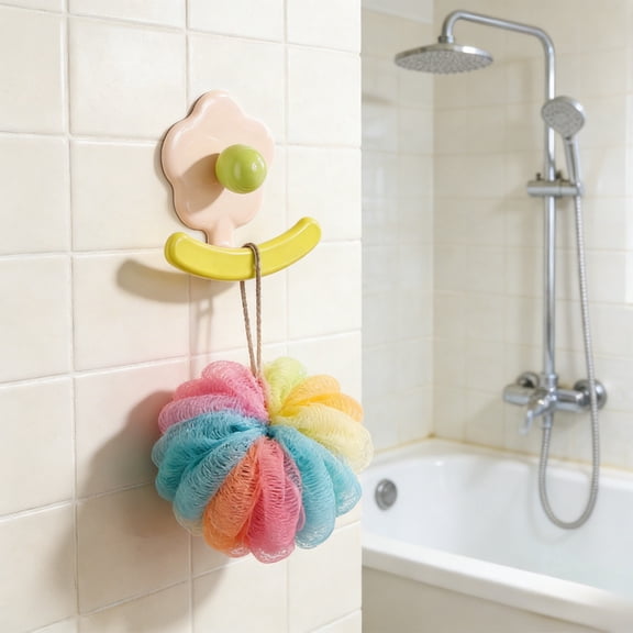 JZCHUNTOY Decorative Bath Hook, No-Drill Damage-Free Strong Adhesive for Towels Bath Sponges Tissue Holders for Bathroom Kitchen Entryway