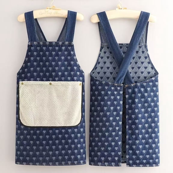 JZCHUNTOY Denim Kitchen Apron 1 Pack, Detachable Hand Towel, Stain-resistant Wear-resistant Adjustable, for Home Cooking, Baking, Grilling, Restaurant and Work Uniform Use