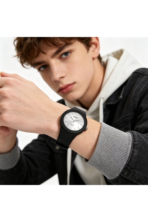 Digital Pointer Quartz Watch, Waterproof Silent Accurate Timekeeping Fashion Wristwatch, Comfortable Strap Classic Design Casual Timepiece, 1PC for Daily Work Business Occasions