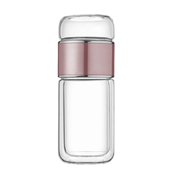 JZCHUNTOY Double Layer Thickened Glass Water Bottle, 1Pc Tea-Water Separation Leak-Proof Bottle, Heat-Resistant BPA-Free Container for Home Office Travel Daily Use