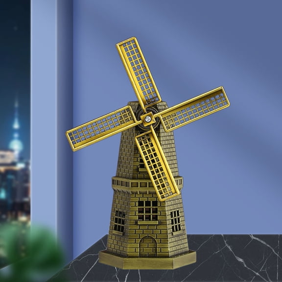 JZCHUNTOY Dutch Windmill Ornament, Classic European Style Decorative Figurine, Exquisite Craftsmanship Rust Resistant Desktop Decor for Living Room, Bedroom, Office, Bookshelf Tabletop Display
