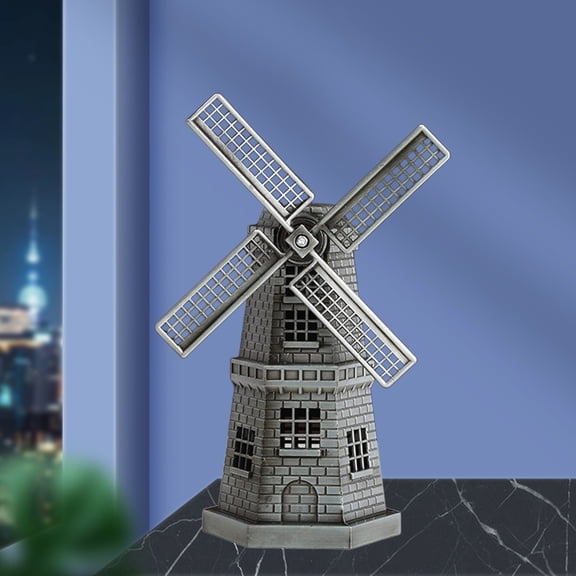 JZCHUNTOY Dutch Windmill Ornament, Classic European Style Decorative Figurine, Exquisite Craftsmanship Rust Resistant Desktop Decor for Living Room, Bedroom, Office, Bookshelf Tabletop Display