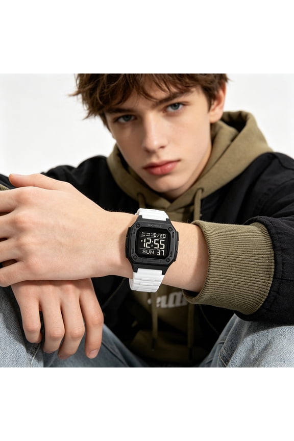 Electronic Luminous Multi-Function Timing Waterproof Outdoor Sport Watch, Stopwatch Accurate Timekeeping Wristwatch, Adjustable Strap Trendy Timepiece for Daily Wear Travel