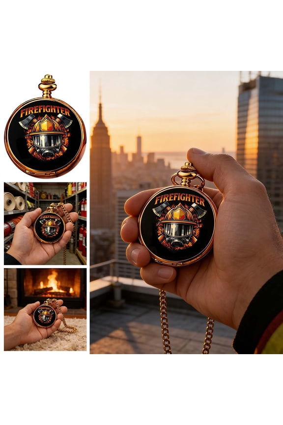 Firefighting Commemorative Pocket Watch 1Pc Vintage Retro Quartz Pocket Watch Exquisite Pattern Pendant Collectible Memorial Gift for Firefighters Souvenir