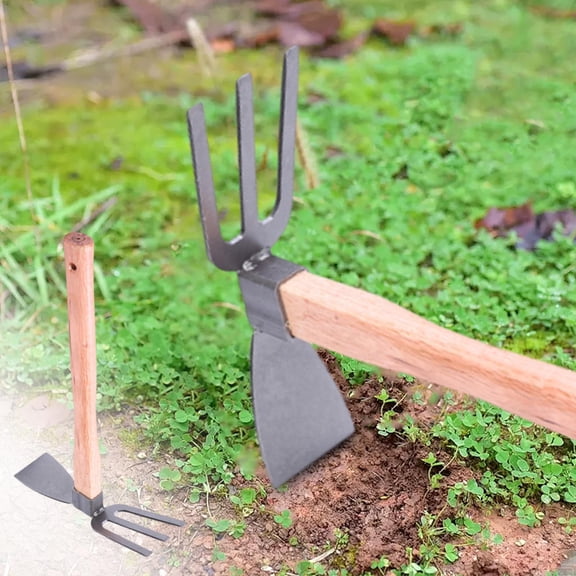 JZCHUNTOY Garden Hoe with Thick Wooden Handle, Dual-Purpose Digging and Weeding Tool, Durable and Efficient for Soil Cultivation, Ideal for Gardening Farming and Yard Work