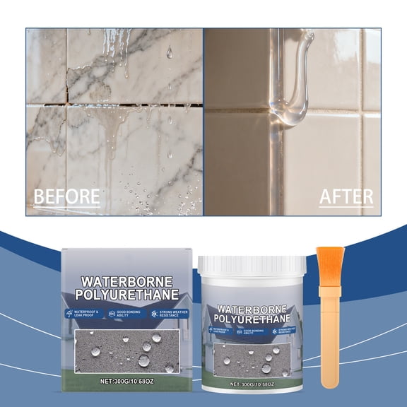 JZCHUNTOY Invisible Waterproof Agent Kit 2 Pieces, 1 Liquid 1 Application Brush, Long Lasting Multi-Surface Water Repellent Coating for Bathroom, Balcony, Roof, Tile Joints Waterproofing