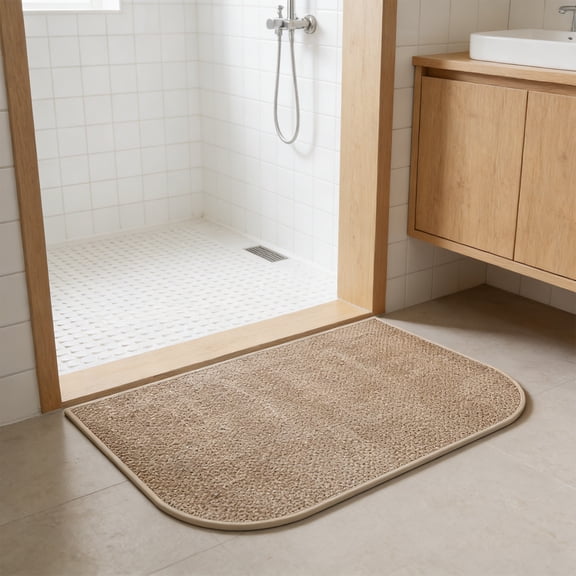 JZCHUNTOY Linen Woven Bathroom Floor Mat, 1 Piece 1.31 x 1.97 ft Non-Slip Absorbent Rug, Stain Resistant Durable Quick Dry Foot Pad, Anti-Fall Soft Carpet for Shower Room, Entryway, Kitchen