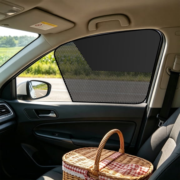 JZCHUNTOY Magnetic Car Side Window Sun Shade, Semi-transparent Mesh UV Protection Curtain, Easy to Install Heat Insulation Sun Visor, 1 Piece for Car Front Driver and Passenger Side Windows