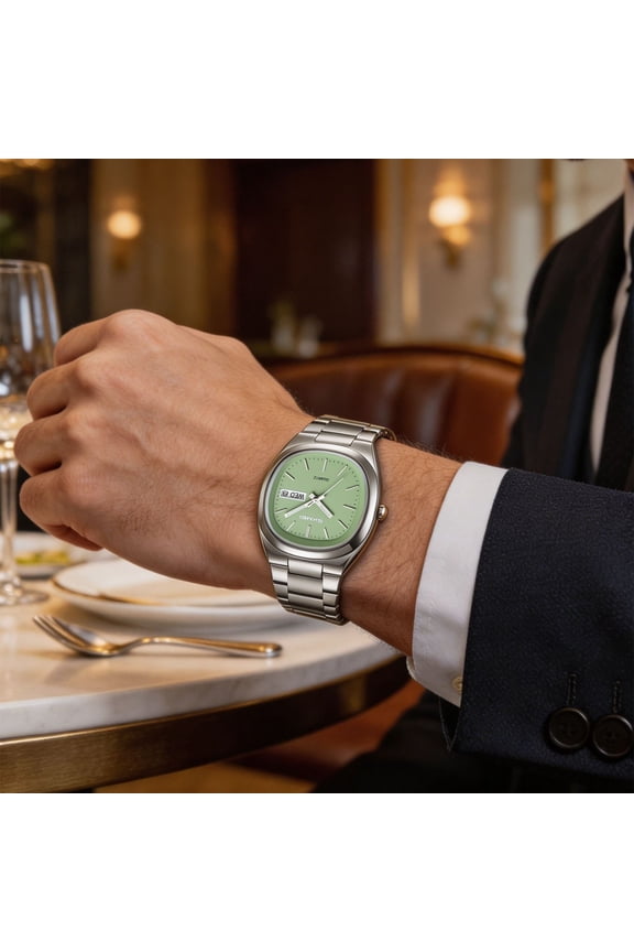 Men's Steel Strap Multifunctional Quartz Watch, 1Pc Classic Durable Analog Wristwatch, Scratch Resistant Waterproof for Daily Wear Business Couple Gifts Outdoor Activities
