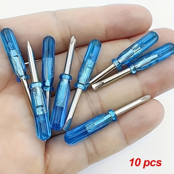 JZCHUNTOY Mini Screwdriver Set 10 Pieces, 5 Slotted + 5 Phillips, 3mm Magnetic Small Screwdriver Kit, Portable Precision Repair Tool for Eyeglass Watch Electronic Repair