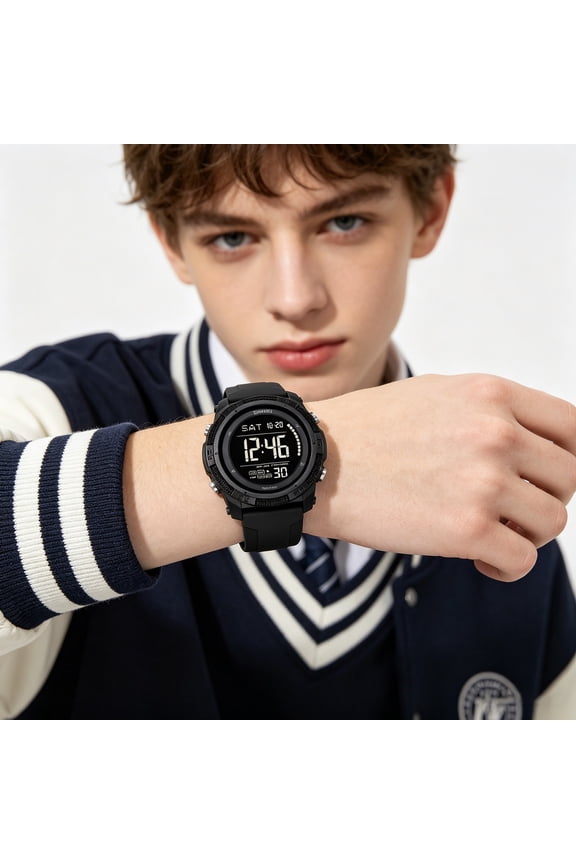 Multi-Function Luminous Digital Large Dial Outdoor Sport Waterproof Electronic Watch, Clear Display Accurate Timekeeping Wristwatch for Running Hiking Cycling