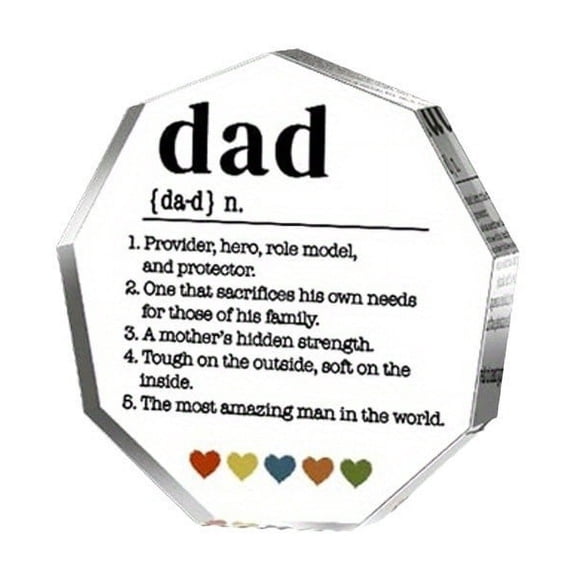 JZCHUNTOY Nine-sided Father's Quotations Desktop Ornament 1 Piece, Engraved Classic Sayings Souvenir, Smooth Edge Stable Base Table Decor, for Home Office Desk Memorial Gift for Father