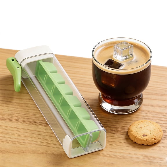 JZCHUNTOY One Hand Press Ice Block Tray 1 Piece, Green Food Grade Flexible Ice Maker With Lid, BPA-Free Easy Release Leakproof Ice Container, For Freezer Cocktail Whiskey Coffee Juice Ice Making