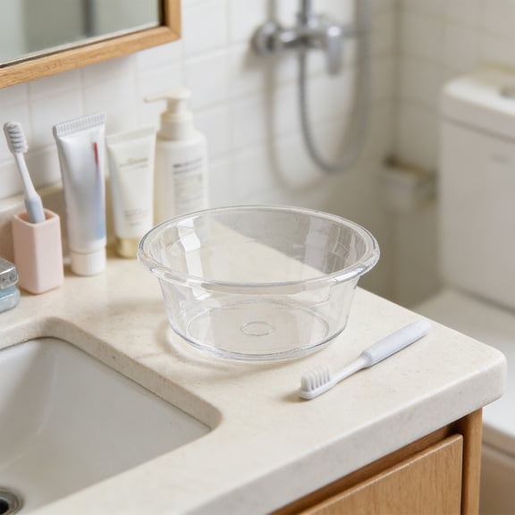 JZCHUNTOY Plastic Wash Basin, 0.79 x 0.33 ft Large Capacity Round Basin, BPA Free Durable Washing Tub, Multi Purpose Storage Basin for Bathroom, Laundry, Kitchen, Camping