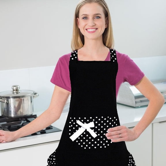 JZCHUNTOY Polka Dot Bow Apron, 1 Piece, Cute Decorative Adjustable Kitchen Apron, Stain Resistant Oil Proof Cooking Apron, for Home Baking, Cooking, Restaurant, Coffee Shop Use