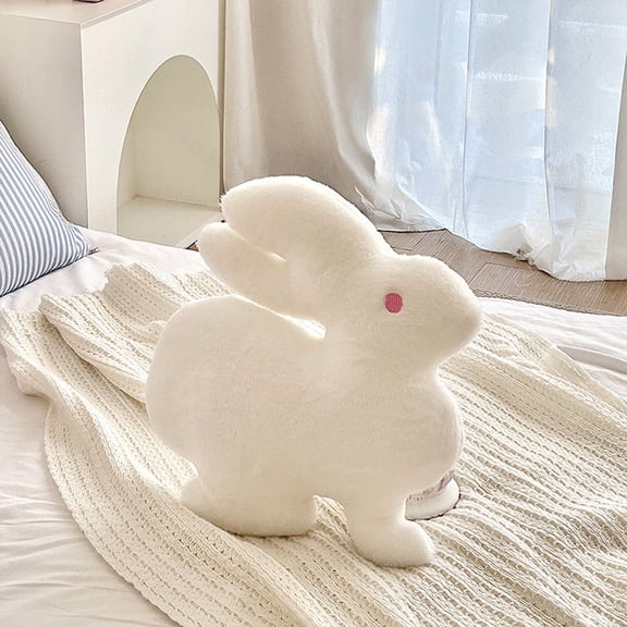 JZCHUNTOY Rabbit Shaped Throw Pillow, Soft Plush Fluffy Stuffed Animal Cushion, Cute Decorative Accent Pillow, Comfortable Support Pillow for Bed, Sofa, Couch, Car, Bedroom and Home Decor