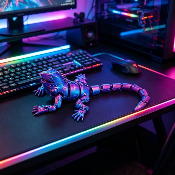 JZCHUNTOY Realistic Lizard Figurine, 1 Piece Multi-Joint Movable Laser Gradient Lizard Model, Lifelike Collectible Animal Ornament, Decorative Desktop Display Decoration for Home Office Shelf Decor