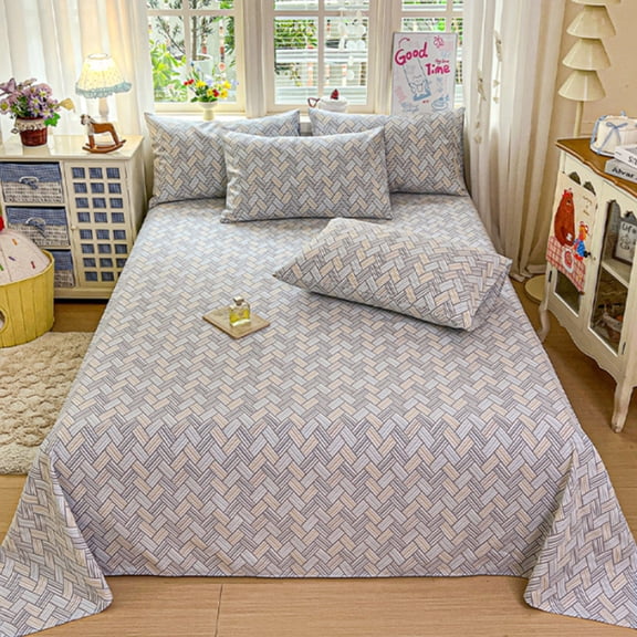 JZCHUNTOY Rough Linen Bed Sheet, 1 Piece Breathable Durable Bedding Sheet, Wrinkle Resistant Soft Comfortable Bed Cover, Suitable for Bedroom Guest Room Dorm Single Double Bed Use