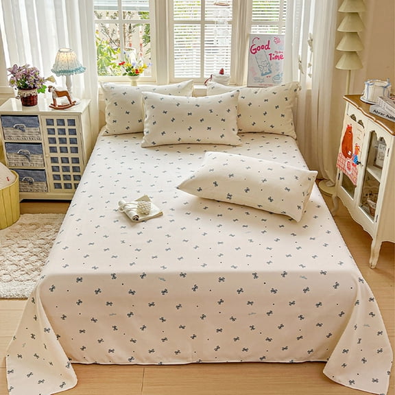JZCHUNTOY Rough Linen Bed Sheet, 1 Piece Breathable Durable Bedding Sheet, Wrinkle Resistant Soft Comfortable Bed Cover, Suitable for Bedroom Guest Room Dorm Single Double Bed Use