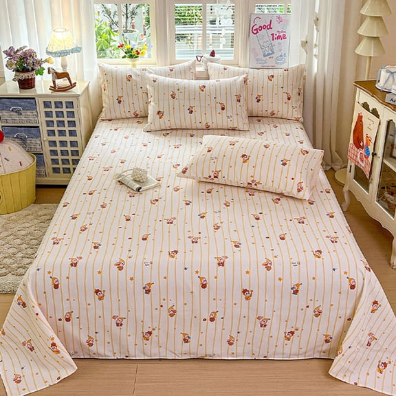 JZCHUNTOY Rough Linen Bed Sheet, 1 Piece Breathable Durable Bedding Sheet, Wrinkle Resistant Soft Comfortable Bed Cover, Suitable for Bedroom Guest Room Dorm Single Double Bed Use