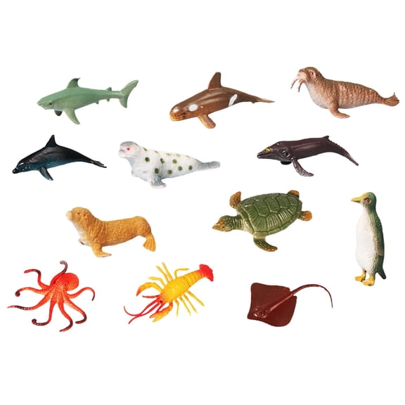 JZCHUNTOY Simulation Marine Animal Figurines, 12/24 Piece Realistic Sea Creature Models, Durable Non-Toxic Sea Animal Toys, For Collection Cake Topper Home Decoration