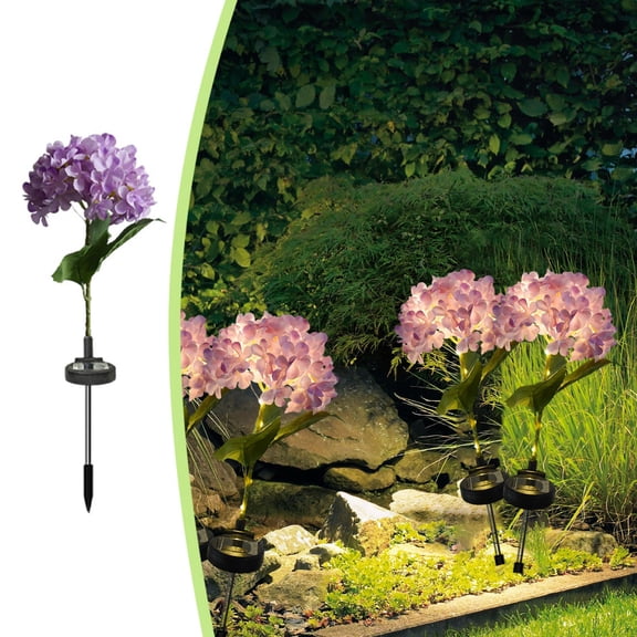 JZCHUNTOY Solar Powered Ground Insert Light, Outdoor Yard Decorative Pathway Light with Hydrangea, Waterproof LED Landscape Lighting for Garden, Patio, Lawn, Pathway, Courtyard Decoration