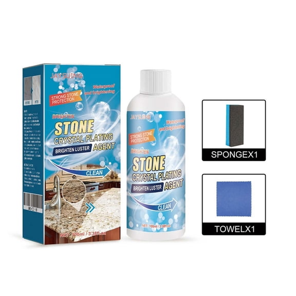 JZCHUNTOY Stone Crystal Coating Agent, 2 Pieces 3.38 Fl Oz Stone Polishing Coating Liquid, High Gloss Scratch Resistant Stone Protector, For Kitchen Countertop Marble Granite Tile Restoration