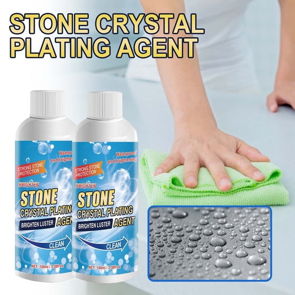 JZCHUNTOY Stone Crystal Coating Agent, 2 Pieces 3.38 Fl Oz Stone Polishing Coating Liquid, High Gloss Scratch Resistant Stone Protector, For Kitchen Countertop Marble Granite Tile Restoration