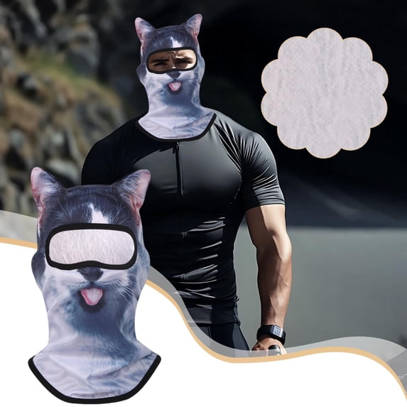 JZCHUNTOY Summer UV Protection Outdoor Face Cover - 3D Animal Pattern Full Face Mask Headcover, Breathable & Windproof, Sun Protection Face Gaiter for Hiking, Cycling, Fishing, Beach, Camping