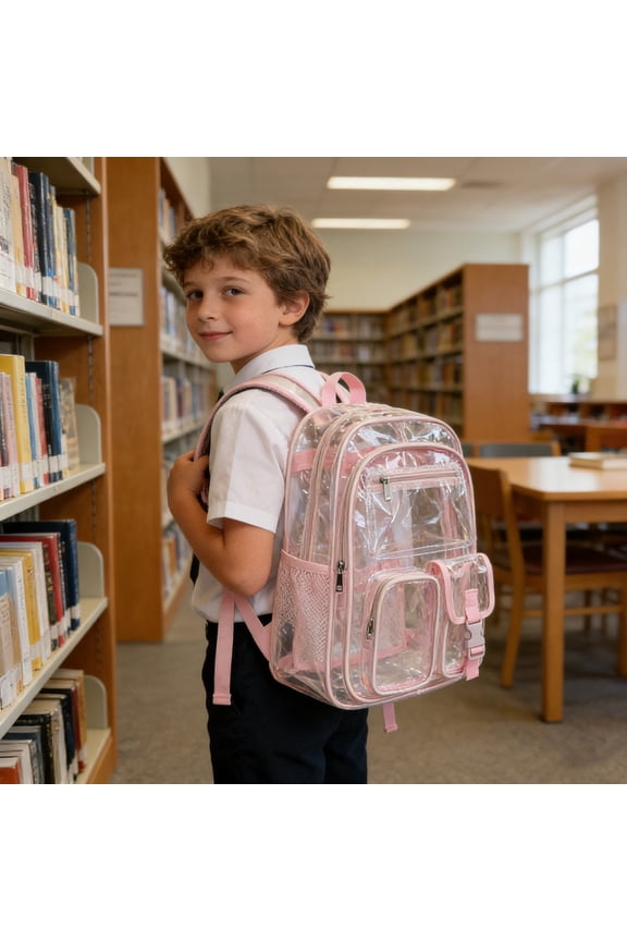 Transparent PVC Backpack 1 Piece, Waterproof Clear Shoulder Bag, Sturdy Durable Large Capacity Rucksack, Heavy Duty Wear Resistant Bag for Outdoor Activity, Stadium Event, Daily Commute Use
