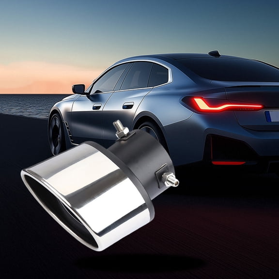JZCHUNTOY Universal Car Exhaust Pipe Tip with Mesh, Stainless Steel Modified Exhaust Cover, Single Pipe Car Tail Throat Decor, Rust Resistant Tip for Almost Car Models Modification