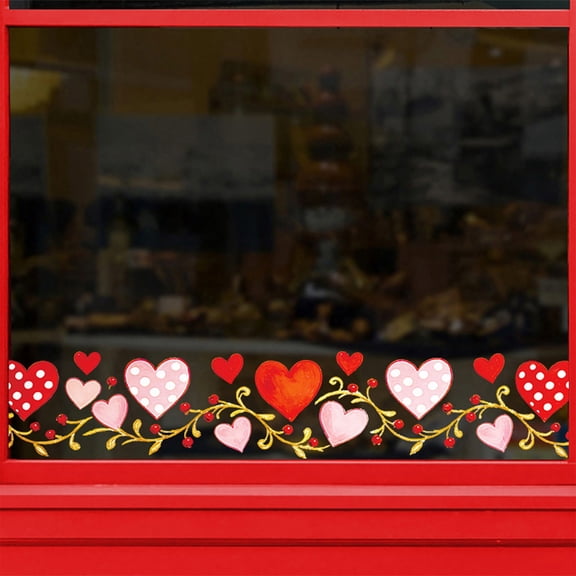 JZCHUNTOY Valentine's Day Window Static Sticker 1 Piece, 1.97 x 1.48 Ft Romantic Heart Pattern Decal, Reusable Residue-Free Glass Decor, for Home Window, Shop Glass Door and Holiday Decoration