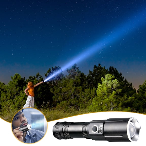 JZCHUNTOY White Laser Bright Flashlight 1 Pack with USB Cable, Zoomable LED Rechargeable Portable Mini Flashlight, High Lumen Waterproof Flashlight for Outdoor Hiking Camping Home Emergency