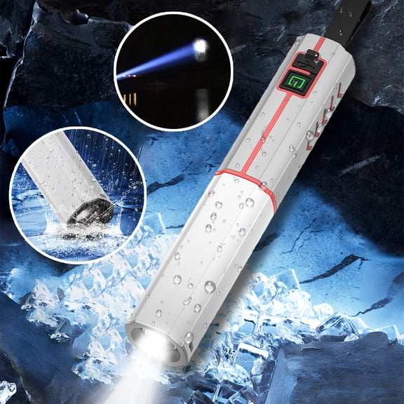 JZCHUNTOY White Laser Flashlight, 1 Manual 1 Charging Cord Included, Lightweight Telescopic Design Fast Charging, Long Battery Life LED Flashlight for Camping Outdoor Activities Emergency Use